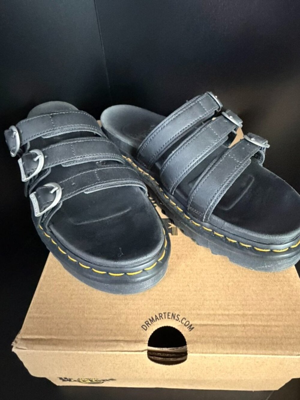 Dr. Martens Blaire Black Platform Sandals 3 Strap Buckle Women's Size 10 - Picture 3 of 5